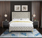 Savan Cream Velvet Queen Bed - Bargain Furniture (Detroit, MI)