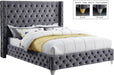 Savan Grey Velvet King Bed - Bargain Furniture (Detroit, MI)