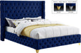 Savan Navy Velvet Queen Bed - Bargain Furniture (Detroit, MI)