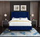 Savan Navy Velvet Queen Bed - Bargain Furniture (Detroit, MI)