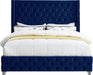 Savan Navy Velvet King Bed - Bargain Furniture (Detroit, MI)