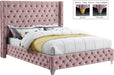 Savan Pink Velvet King Bed - Bargain Furniture (Detroit, MI)
