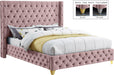Savan Pink Velvet Full Bed - Bargain Furniture (Detroit, MI)
