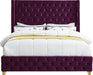 Savan Purple Velvet King Bed - Bargain Furniture (Detroit, MI)