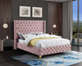 Savan Pink Velvet Full Bed - Bargain Furniture (Detroit, MI)