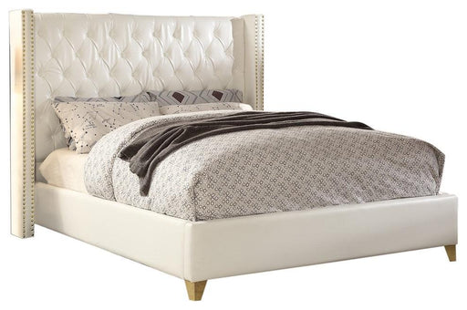 Soho White Bonded Leather King Bed - Bargain Furniture (Detroit, MI)
