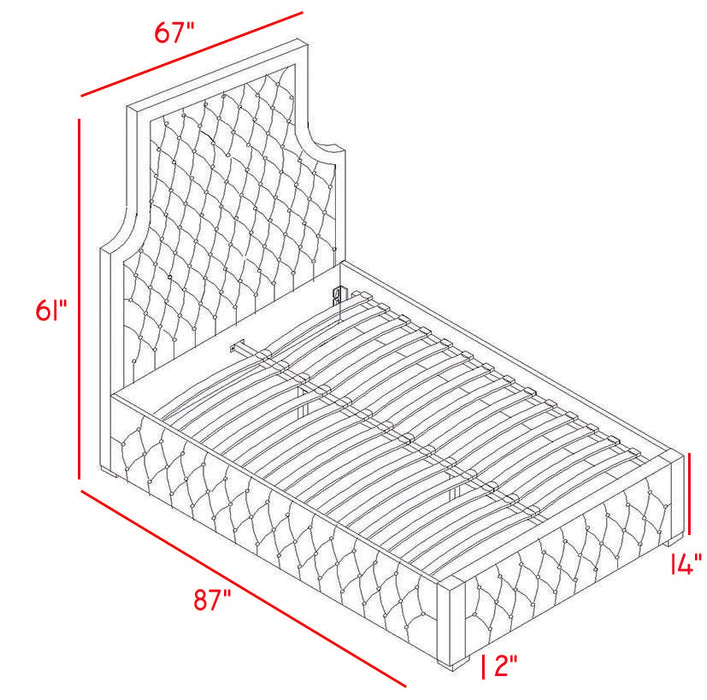 Sedona Grey Velvet Queen Bed - Bargain Furniture (Detroit, MI)