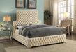 Sedona Cream Velvet Queen Bed - Bargain Furniture (Detroit, MI)