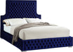 Sedona Navy Velvet Queen Bed - Bargain Furniture (Detroit, MI)