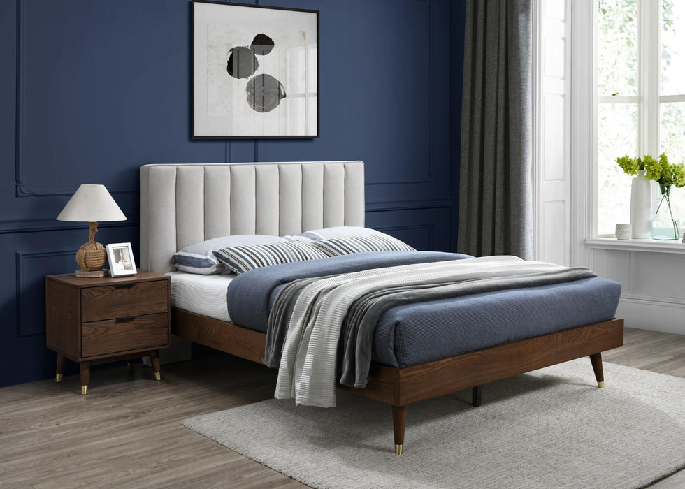 Vance Beige Linen Fabric Queen Bed (3 Boxes) - Bargain Furniture (Detroit, MI)