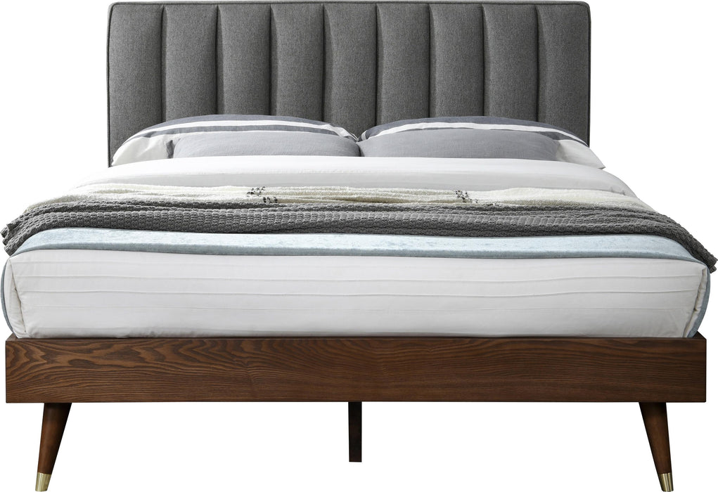 Vance Grey Linen Fabric Queen Bed (3 Boxes) - Bargain Furniture (Detroit, MI)