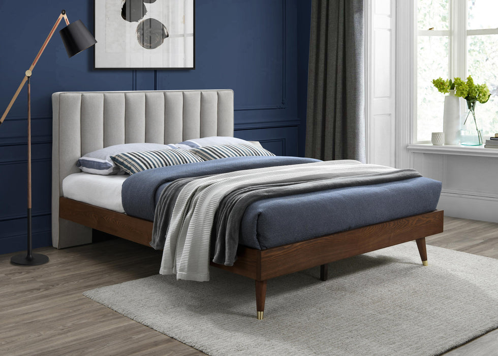 Vance Beige Linen Fabric Queen Bed (3 Boxes) - Bargain Furniture (Detroit, MI)