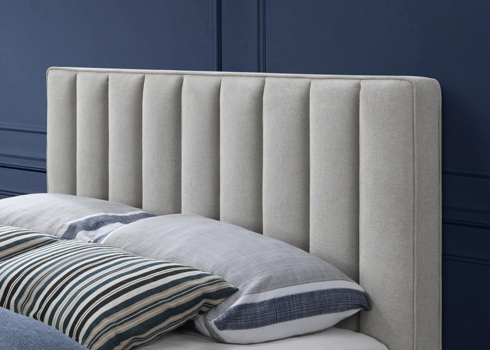 Vance Beige Linen Fabric Queen Bed (3 Boxes) - Bargain Furniture (Detroit, MI)