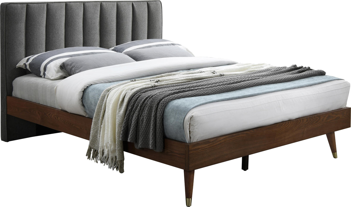 Vance Grey Linen Fabric Queen Bed (3 Boxes) - Bargain Furniture (Detroit, MI)