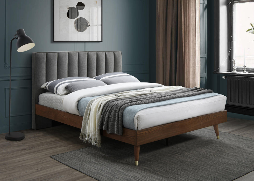 Vance Grey Linen Fabric Queen Bed (3 Boxes) - Bargain Furniture (Detroit, MI)