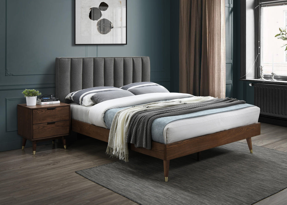 Vance Grey Linen Fabric Queen Bed (3 Boxes) - Bargain Furniture (Detroit, MI)