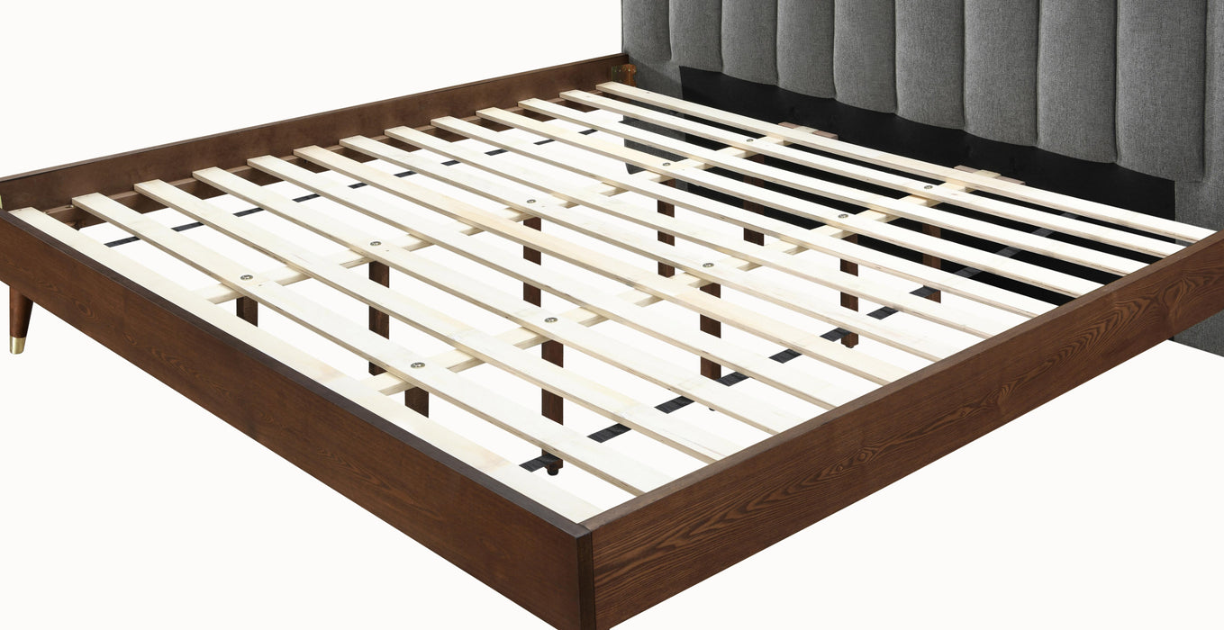 Vance Grey Linen Fabric Queen Bed (3 Boxes) - Bargain Furniture (Detroit, MI)