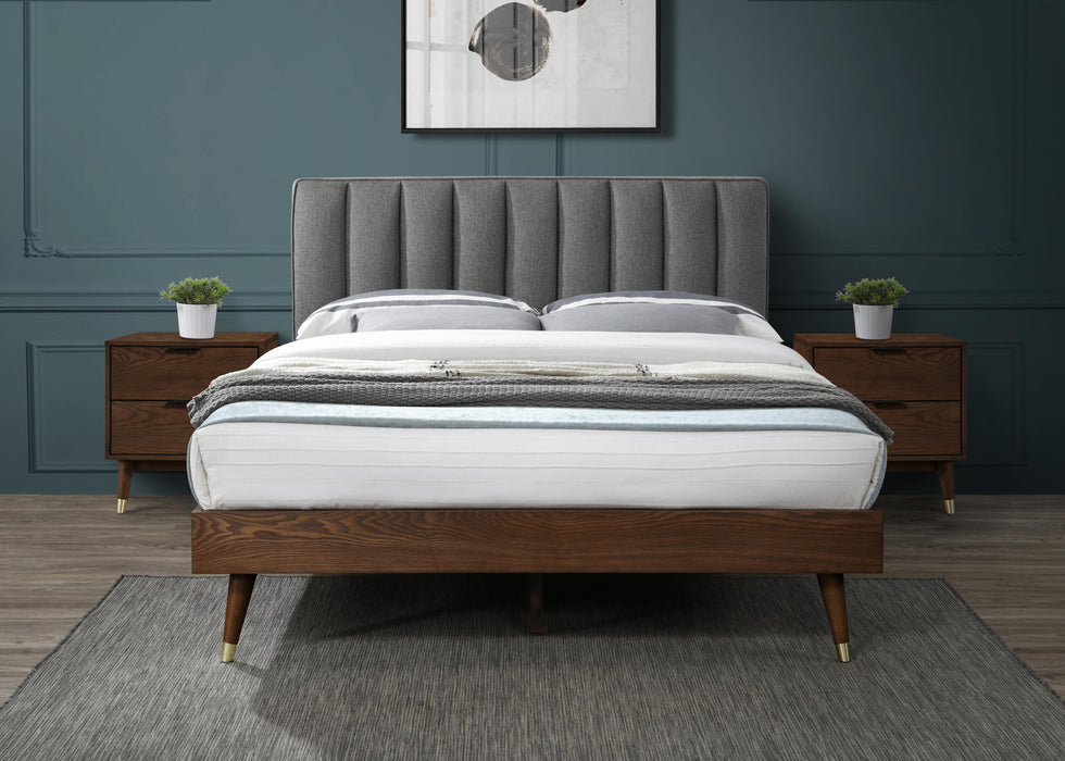 Vance Grey Linen Fabric Queen Bed (3 Boxes) - Bargain Furniture (Detroit, MI)