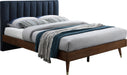 Vance Navy Linen Fabric Queen Bed (3 Boxes) - Bargain Furniture (Detroit, MI)