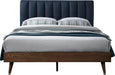 Vance Navy Linen Fabric Queen Bed (3 Boxes) - Bargain Furniture (Detroit, MI)