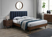 Vance Navy Linen Fabric Queen Bed (3 Boxes) - Bargain Furniture (Detroit, MI)