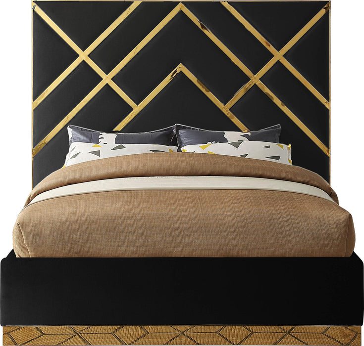 Vector Black Velvet Queen Bed - Bargain Furniture (Detroit, MI)