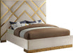 Vector Cream  Velvet Queen Bed - Bargain Furniture (Detroit, MI)