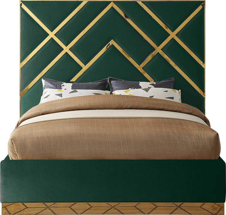 Vector Green Velvet Queen Bed - Bargain Furniture (Detroit, MI)