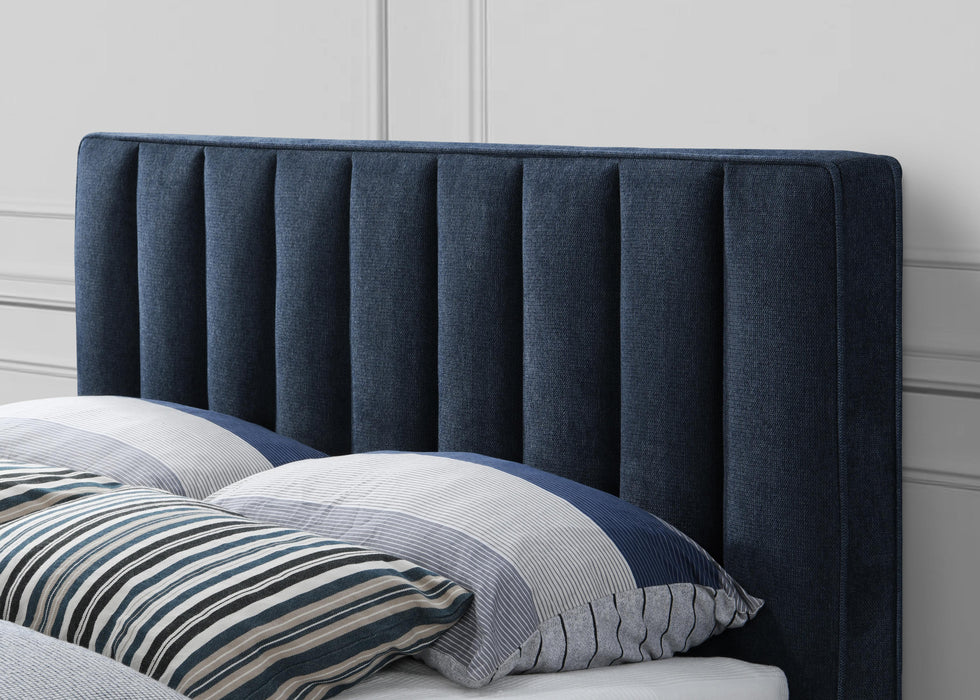 Vance Navy Linen Fabric Queen Bed (3 Boxes) - Bargain Furniture (Detroit, MI)