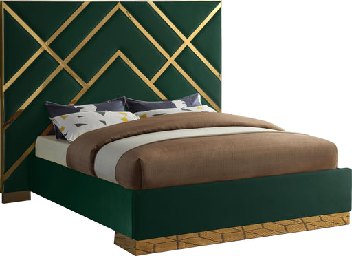 Vector Green Velvet Queen Bed - Bargain Furniture (Detroit, MI)