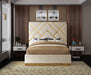 Vector Cream  Velvet Queen Bed - Bargain Furniture (Detroit, MI)
