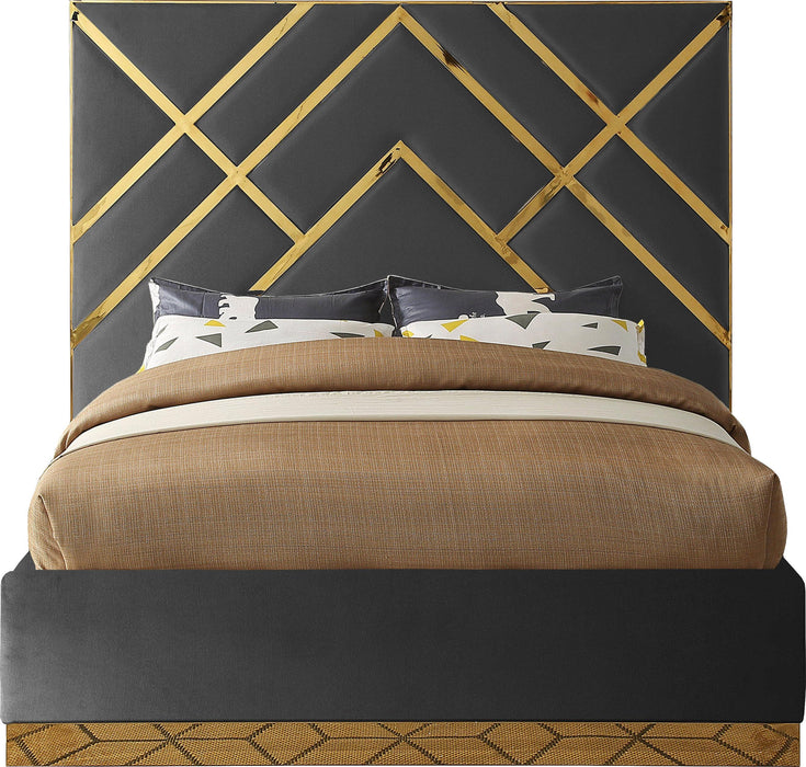 Vector Grey Velvet Queen Bed - Bargain Furniture (Detroit, MI)