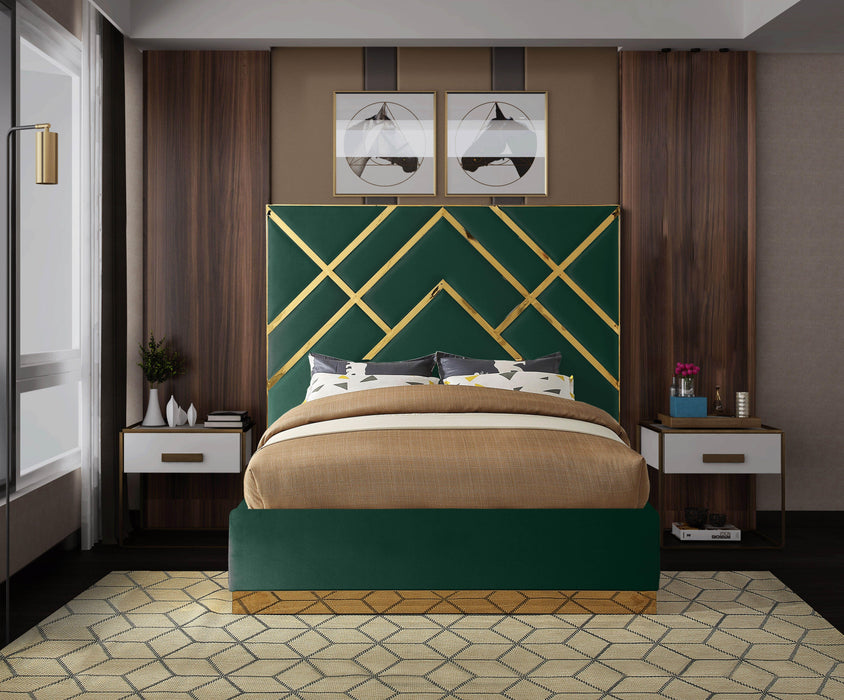 Vector Green Velvet Queen Bed - Bargain Furniture (Detroit, MI)
