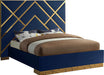 Vector Navy Velvet Queen Bed - Bargain Furniture (Detroit, MI)