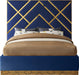 Vector Navy Velvet Queen Bed - Bargain Furniture (Detroit, MI)