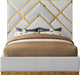 Vector White Faux Leather Queen Bed - Bargain Furniture (Detroit, MI)