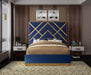 Vector Navy Velvet Queen Bed - Bargain Furniture (Detroit, MI)