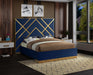 Vector Navy Velvet Queen Bed - Bargain Furniture (Detroit, MI)