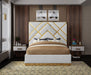 Vector White Faux Leather Queen Bed - Bargain Furniture (Detroit, MI)