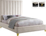 Via Cream Velvet Queen Bed - Bargain Furniture (Detroit, MI)