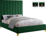 Via Green Velvet King Bed - Bargain Furniture (Detroit, MI)
