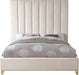 Via Cream Velvet Queen Bed - Bargain Furniture (Detroit, MI)