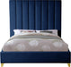 Via Navy Velvet King Bed - Bargain Furniture (Detroit, MI)