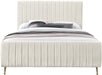 Zara Cream Velvet Queen Bed (3 Boxes) - Bargain Furniture (Detroit, MI)
