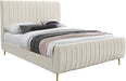 Zara Cream Velvet Queen Bed (3 Boxes) - Bargain Furniture (Detroit, MI)