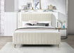 Zara Cream Velvet Queen Bed (3 Boxes) - Bargain Furniture (Detroit, MI)