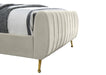 Zara Cream Velvet Queen Bed (3 Boxes) - Bargain Furniture (Detroit, MI)