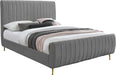 Zara Grey Velvet King Bed (3 Boxes) - Bargain Furniture (Detroit, MI)