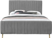 Zara Grey Velvet Queen Bed (3 Boxes) - Bargain Furniture (Detroit, MI)