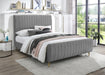Zara Grey Velvet King Bed (3 Boxes) - Bargain Furniture (Detroit, MI)